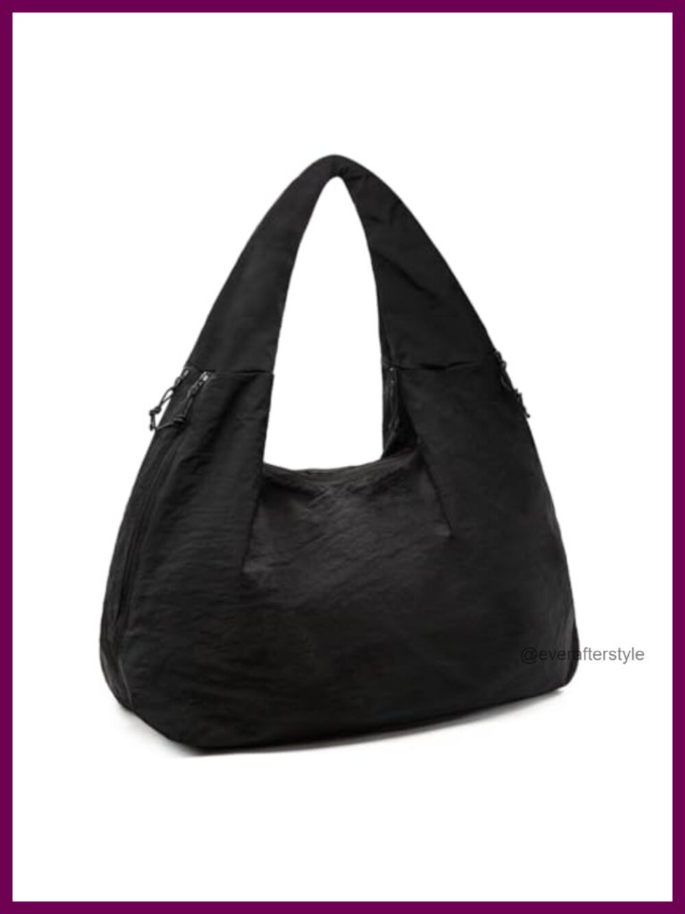 Long Keeper Slouchy Nylon Hobo Tote Bag Pleated Crescent Shoulder Bag Travel Gym